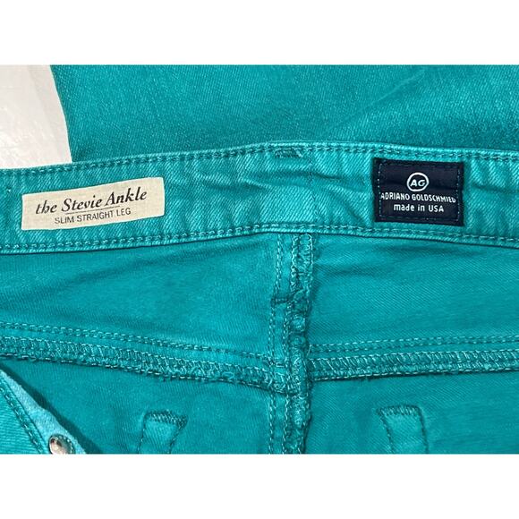 AG Adriano Goldschmied The Stevie Ankle Slim Straight Leg Women's Size 25R Teal - Picture 7 of 13